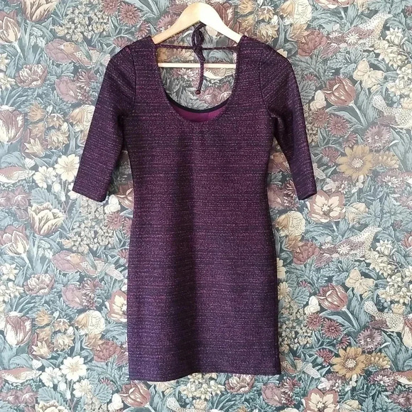 🇨🇦 Vintage Le Château Purple Knit Dress — 90s Minimal S - Picture 5 of 5